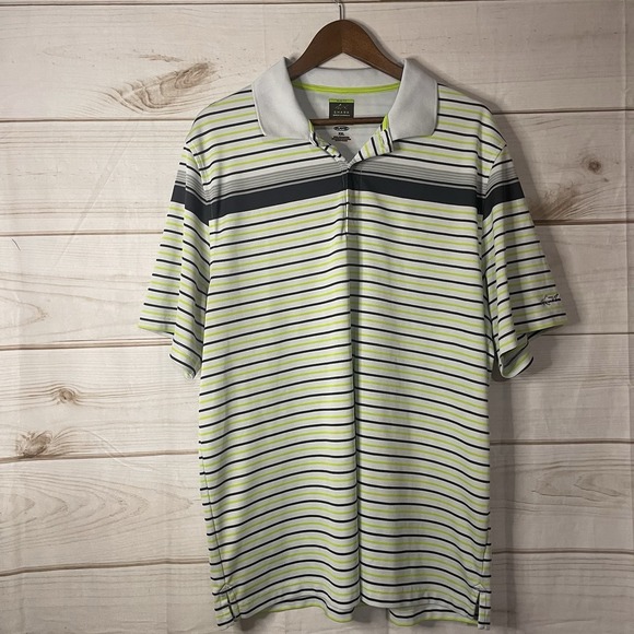 Greg Norman For Tasso Elba Golf Polo Shirt Mens XXL PlayDry Striped Short Sleeve - Picture 1 of 4